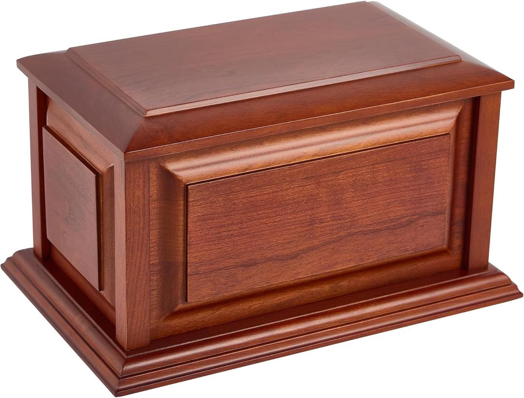 Handcrafted Solid Cherry Wood Funeral Cremation Urn Box for Human Ashes Memorial Urn for Loved One up to 240lbs