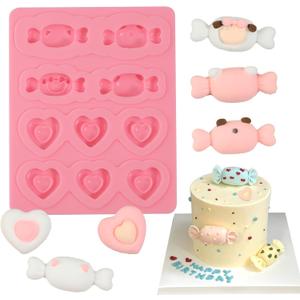 1 Pcs Love Candy Fondant Mold, Candy Shape Chocolate Silicone Molds, for Valentine's Day Birthday Cupcake Topping Biscuits Chewing Gum Clay Resin Crafts Reusable Kitchen Baking Supplies