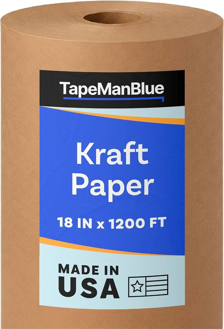 Kraft Paper Roll, 18" x 14400" (1200') Made in USA, 30 lb. Roll of Brown Paper for Banner, Poster, Crafts, Bulletin Board Backing, Kraft Table Cloth, Brown Construction for Shipping and Gift Wrapping