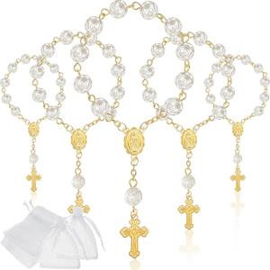 30 Pieces Mini Rosaries Baptism Rosary Beads Acrylic Ivory Color Finger Baptism Rosaries Faux Pearls with Organza Bags for Christening Weddings Party Favors (Gold) 30 Pieces Mini Rosaries Baptism Rosary Beads Acrylic Ivory Color Finger Baptism Rosaries Faux Pearls with Organza Bags for Christening Weddings Party Favors (Gold)