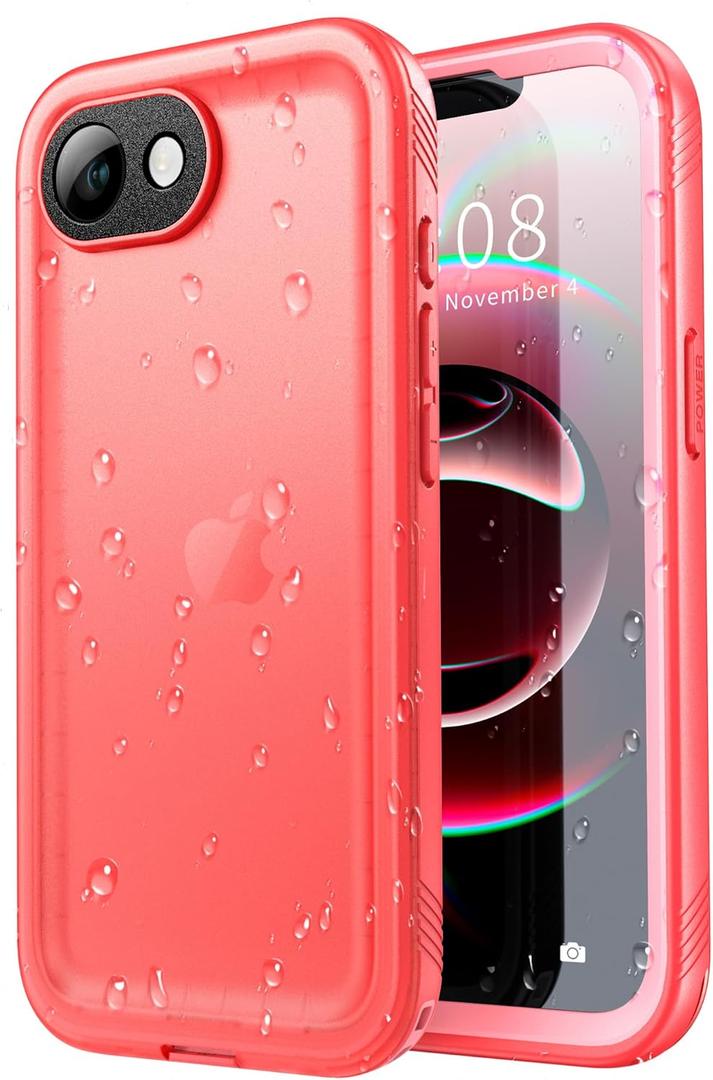 SPORTLINK for iPhone 16e Waterproof Case  Shockproof Dustproof Case with Builtin Clear Screen Protector, Full Body Heavy Duty Sealed Protective Cover for iPhone 16e 6.1" Pink