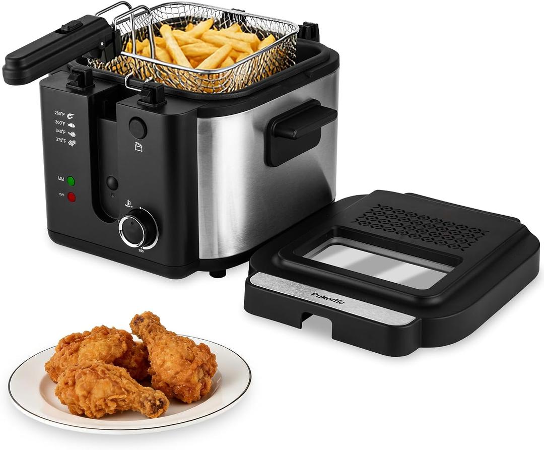 Pukomc 2.5L Deep Fryer With Basket,1500W Adjustable Temperature Fryer