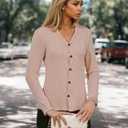 Womens Knit Cardigan Sweaters Long Sleeve Open Front Button Down Lightweight Casual Fall Fashion Jacket Tops OneSize (Gray)