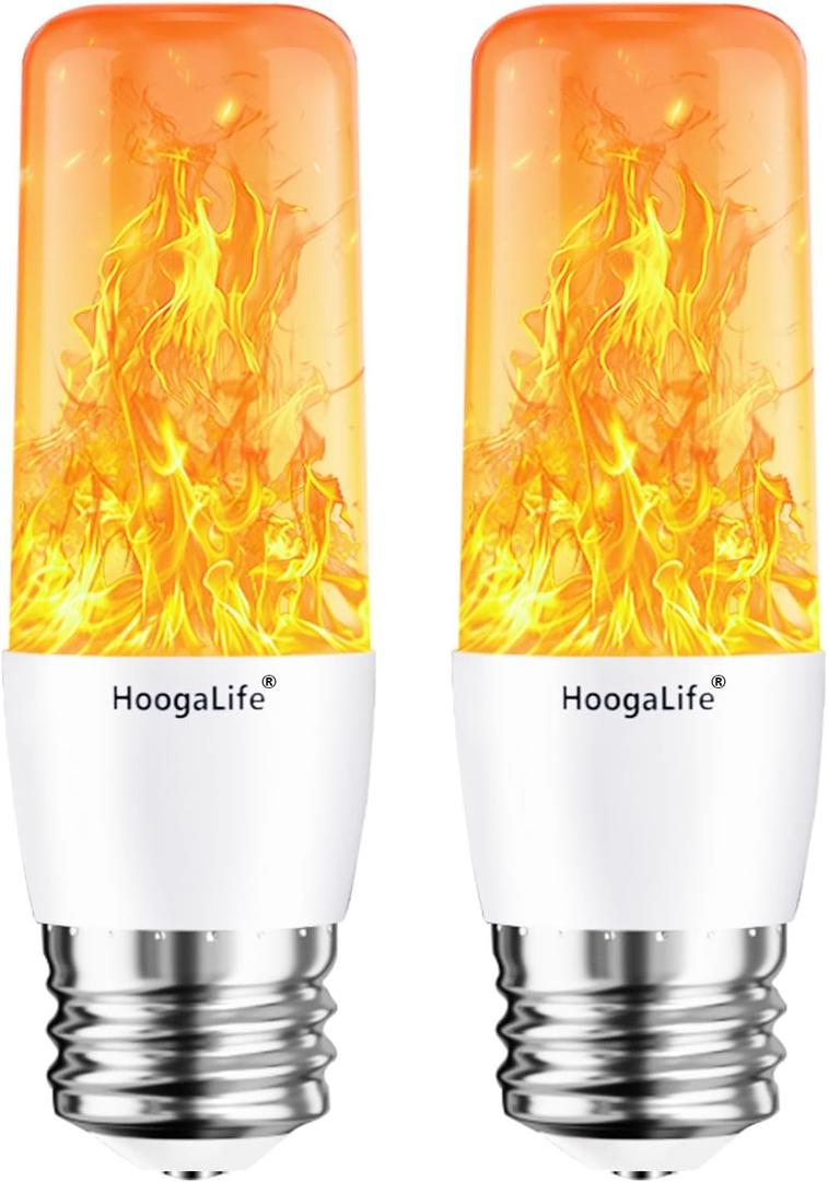 HoogaLife Flame Light Bulbs, Warm Flickering Light Bulbs Effect of Real Fire, E26 Led Flame Light Bulb for Christmas, Halloween, Party Patio Porch Home Holiday Indoor & Outdoor Decorations- 2 Pack
