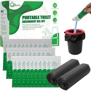 30pcs Portable Toilet Absorbent Gel with Camping Toilet Bags, Poo Urine Powder for Hiking Camping, Poo Gel for Portable Toilet, Camping Toilet Gel Poo Powder for Outdoor Use (40pcs Small Bags)