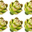 6pcs Small Faux Artichokes Decoration Realistic Artificial Artichoke Vegetable and Fruit Fake Artichokes Bowl Vase Fillers for Home Kitchen Decor - Green