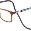 Magnetic Blue Light Blocking Reading Glasses for Presbyopia, Blue Light Filter, and Interchangeable Adjustable Straps (Brown)