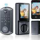 Video Smart Lock S398, 4-in-1 Camera + Video Doorbell + Fingerprint Keyless Door Lock + Indoor Display Monitor, Smart WiFi Deadbolt, App Remote Control, Easy Installation, Chime Included (Black)