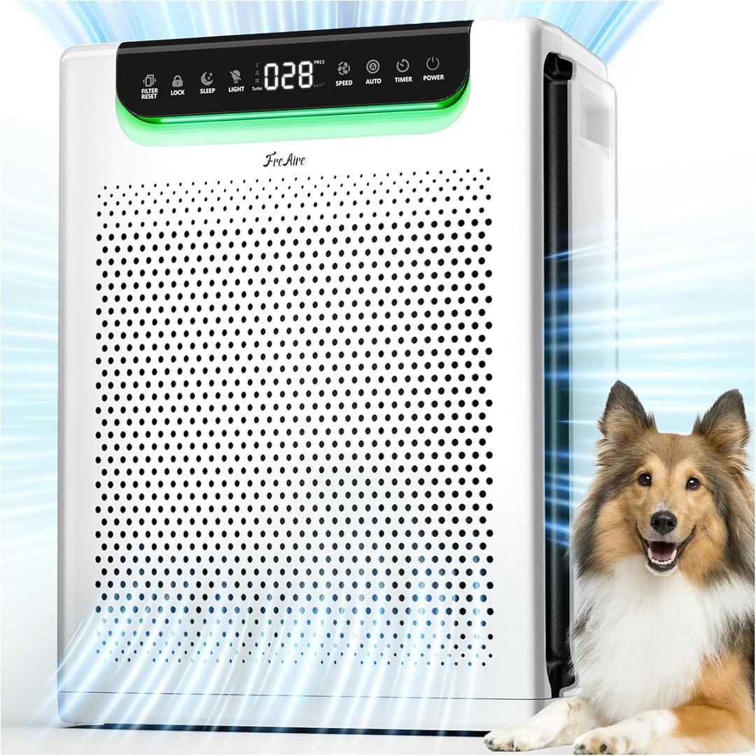 Air Purifiers for Home Large Room, Cover Up to 2600 Ft with Washable Filters, Powerful Turbo Mode, PM2.5 Air Quality Display, 22dB Sleep Mode, Air Cleaner for Pets Hair, Smoke, Odors, HAP607, White