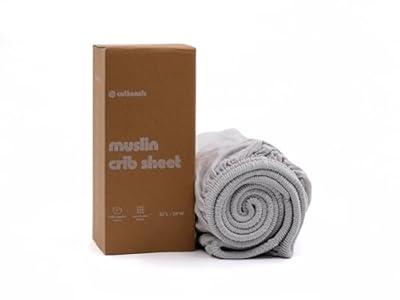 Muslin Crib Sheets - Organic Turkish Cotton, Ultra Soft & Breathable -Fitted Crib Sheets for Boys & Girls, GOTS & Oeko-TEX Certified, 52x28, Cotton Latte & Neutral Rose