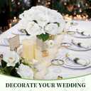 2 x White Artificial Flowers Fake Roses Silk Flowers Box Set for DIY Wedding Cake Bouquets Centerpieces Arrangements Party Baby Shower Home Decorations(7 PCS)