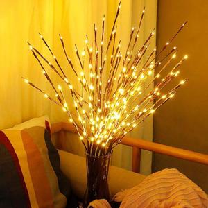 2 x 2 Pack Led Branch Light Battery Operated Lighted Branch Vase Filler Willow Tree Artificial Little Twig Power Brown 30 Inch 20 LED for Home Romantic Decoration, Warm White