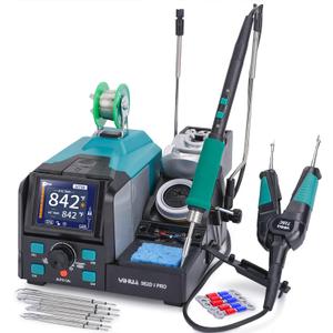 YIHUA 982D-I PRO 2 IN 1 Precision Microsoldering Iron Hot Tweezers Soldering Station with 10 Tip Cartridges, Individual Operating Interfaces, Dual Holder, Auto Temp Calibration, 4 Pre-set Channels