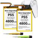SHENMZ PS5 Controller Battery, 2 Pack High Capacity 4800mAh LIP1708 Li-ion Replacement Battery for Sony PlayStation 5 Dualsense Controller CFI-ZCT1 W B U Replace PS5 Batteries Pack