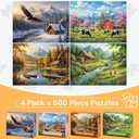 4-Pack 500 Piece Puzzles for Adults, Four Seasons Scenery Jigsaw Puzzles for Adults 500 Pieces, Fun Challenging Jigsaw Puzzles 500 Pieces for Adults Family Game Gift for Home Decor Wall Art, 500 pieces, 15x20.5 inches
