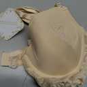 Low Cut Lace Backless Underwire Padded Push Up Plunge Bra Comfort Lowback Bralette Convertible Strap(Beige,36D)