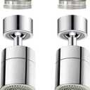 2 Pcs Faucet Aerator, 360 Swivel Kitchen Sink Faucet Aerator, Big Angle Twist, Dual-function 2-Flow Sprayer Faucet Head, Sink Sprayer Attachement, Faucet Replacement Part 55/64'', Chrome