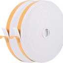 Self Adhesive Foam Tape Weatherstrip 1/2in x 1/4in x 42Ft High Density Foam Insulation Strips Foam Seal Weather Stripping with Strong Adhesive for Door and Window Sound Isolation Soundproofing, White