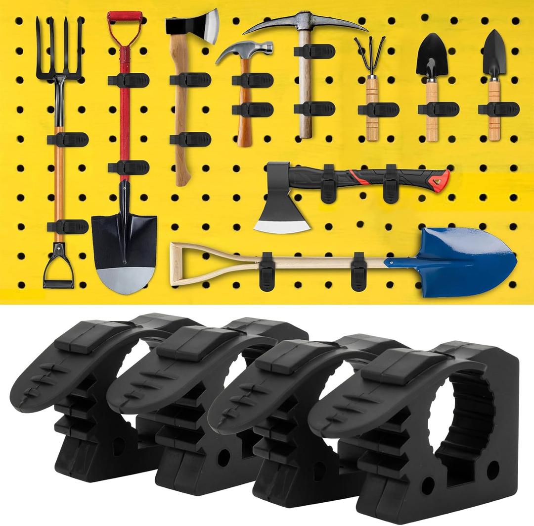PSLER Quick-Release Rubber Clamps Mount Shovel Axe Holder Mount for Truck Bed Roof Rack Trailer Off-Road Vehicle UTV Universal for Diameter Tools 1-1/5"~1-1/2" 4pc Black