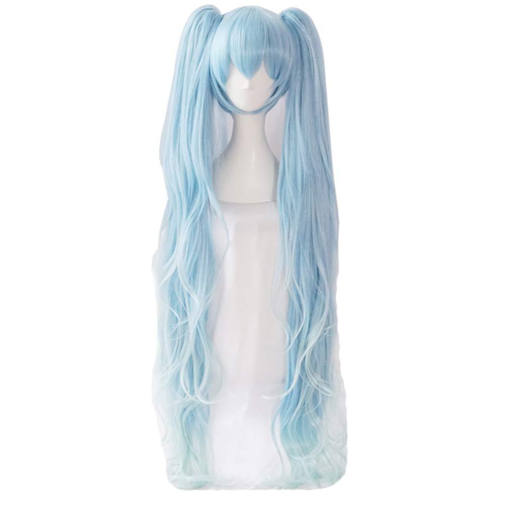 Xingwang Queen Anime Cosplay Wig 120cm Long Mixed Light Blue Gradient Clip On Double Ponytails