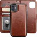 Bocasal for iPhone 11 Wallet Case with Card Holder PU Leather Magnetic Detachable Kickstand Shockproof Wrist Strap Removable Flip Cover for iPhone 11 6.1 inch (Brown)