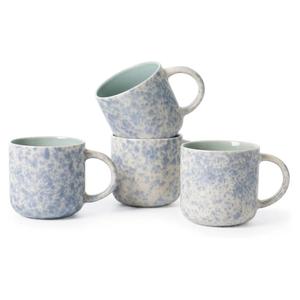 MONITO 12 OZ Coffee Mugs Set of 4, Ceramic Coffee Mugs,Modern Coffee Mugs Set with handle for Tea/Latte/Cappuccino/Milk/Cocoa. (BLUE, 4 Count（Pack of 1)