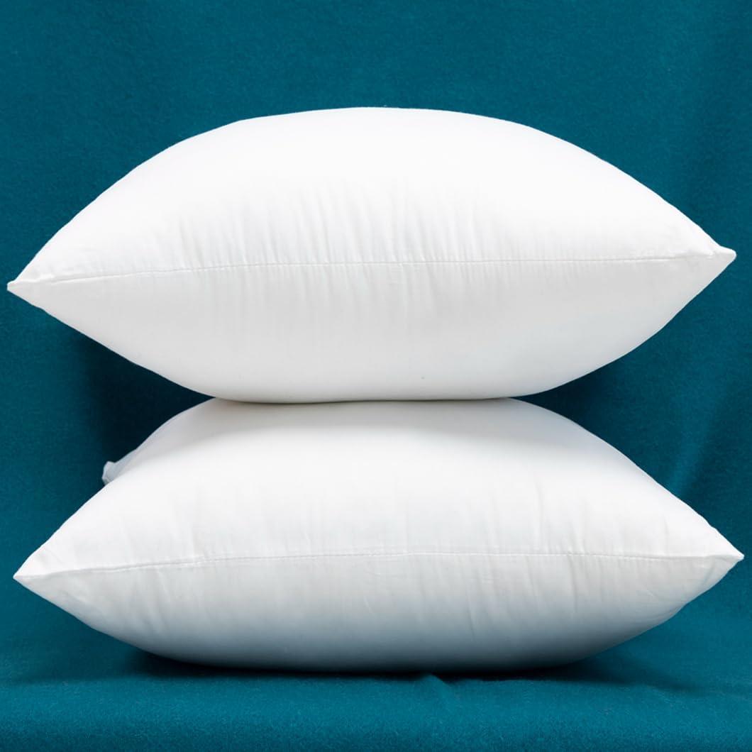 Set of 2 100% Cotton Fabric Plump Throw Pillow Inserts, Down Alternative Decorative Couch Pillow Inserts, 20 X 20 Inches