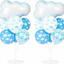 Cloud Party Balloons Stand Kit 2 Sets, Balloon Centerpieces for Tables with Cloud Foil Balloons and Patterned Latex Balloons for Baby Shower,Themed Party,Birthday Decorations Supplies