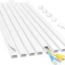 Yecaye Cord Hider, 113in Medium Cord Covers for Wires on Wall, Cord Organizer for 2-3 Wires, Easy Install Cable Management Kit, TV Cable Hider for Home Office, W0.95in H0.55in, White