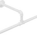 Industrial Pipe Clothes Rack Floating DIY Wall Mounted, Heavy Duty Rustic Vintage Clothing Rod, Metal Garment Bar Space-Saving Hanging for Bedroom, Bathroom and Laundry Room (White)