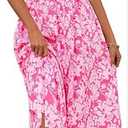 FENSACE Summer Dresses for Women Collared V Neck Puff Short Sleeve Floral Flowy Midi Dress with Pockets, (Large)