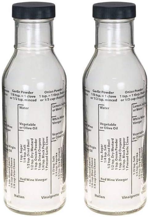 Kolder Salad Dressing Mixer Bottle with 8 Classic Recipes, Glass, 13-Ounce Capacity, Set of 2