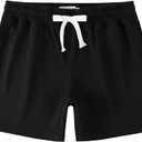 NIMENJOJA Mens 5.5" Athletic Gym Shorts Cotton Jogger Workout Lounge Jersey Zipper Pocket Sweat Shorts (Small, Black)