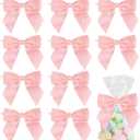 AIMUDI Baby Pink Satin Bows for Crafts 4.5" Pre-Tied Bows for Baby Shower Premade Bows with Twist Ties Gift Bows for Christmas Tree Wedding Decor Party Favors Gender Reveal Treat Bags - 36 PCs