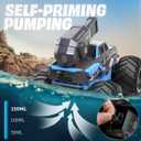 BEZGAR Remote Control Monster Truck, RC Boat Amphibious Cars Pickup Monstertruck with Shooting Water Gun - Pool Toys 4WD Waterproof All-terrian Off-Road Vehicles Gifts for Kids Boys Adults, Blue 