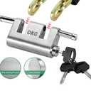 OKG Ultra Secure Stainless Steel Lock - Heavy Duty Solid Cast Padlock - 3 Keys, 2 Rods, 7/16" Shackle, Push Cylinder, Rust Proof Outdoor Lock - Combo Security Chain for 2-Wheeled Vehicle (No Chain)