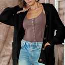 Dokotoo Women's 2026 Fashion Casual Open Front Long Sleeve Chunky Knit Cardigans Sweaters Outerwear Coats (Black, S)