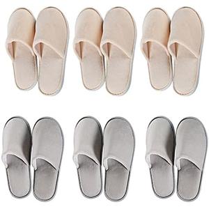 OSTADARRA 6-Pairs Spa Slippers, Non Slip Disposable Slippers For Guest, Washable Reusable, Which Can Be Used As Women Men, House, Indoor, Bathroom, Bedroom, Hotel, Bride Slippers Size 0