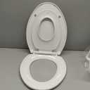 1M Family Toilet Seat, Patented Slow Close & Quick Releasing Technology, Anti-Wiggling, Easy to Install and Clean, Standard Elongated with Toddler Seat Built In (1 Piece)