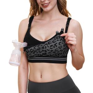 Momcozy Pumping Bra Hands Free | Seamless Nursing Bras for Pumping | Breast Pump Bra with Fixed Padding, Wireless, XL