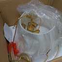 Cone Pendant Light Fixture with Metal Lantern Fabric Drum Shade 16" White and Gold Chandeliers for Kitchen Dining Room Living Room Bedroom