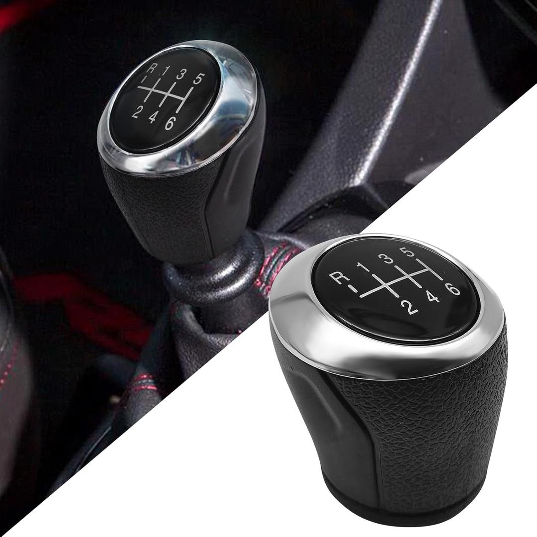 QianBao 6-Speed Shift Knob Compatible with Chevrolet Aveo Sonic T300 2012-2017 ABS Manual Gear Shift Lever Knob Head Car Interior Accessories Black Silver