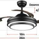 36 Inche Modern Black Ceiling Fan with Dimmable LED Light, Retractable Celing Fan with APP/Remote Control, 6 Speed,for Bedroom Live Room