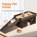 Large Bunny House with Stair, Wooden Bunny Castle Rabbit Hideout, Chinchilla and Guinea Pigs Hut Hideouts, Sturdy Rabbit Cage Hamster Hideout Bed HutchExcluding String Lights