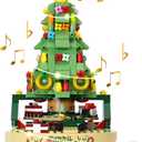 Christmas Tree Building Blocks Set for Kids - DIY Christmas Music Box,Christmas Building Blocks Music Box with Led Lighting, for Boys and Girls