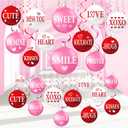 54 Pcs Valentine's Day Hanging Decorations Set Hanging Foil Swirls Decor Ball Ornament Ceiling Decorations for Valentines, Anniversary, Birthday Party Supplies(Red Pink White)