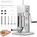 LEEVOT 7Lb/3L Sausage Stuffers, 304 Stainless Steel Sausage Maker Adjustable, 2 Speeds, 5 Filling Tubes (Silver)