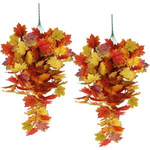 Fall Maple Leaf Hanging Plants Artificial Autumn Leaves Vines Outdoor Autumn Outdoor Decor, Artificial Fall Maple Leaves, Hanging Plants for Autumn Harvest Festival, Fake Plants Indoor(Yellow)