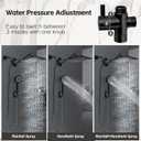 Shower Head, 8 inch Multifunction High Pressure Rain Shower Head with Handheld Spray Combo with 11'' Angle Adjustable Extension Arm/Flow Regulator/Shower System Matte Black