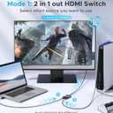 HDMI Switch 2 in 1 Out 4K@60Hz, WARRKY[with 3.3ft Fixed Braided HDMI Cable, Aluminum Case, 2K@144Hz, HDCP 2.2] Bidirectional 2x1 Switcher Splitter Compatible for PS5/4, Xbox, Roku, FireStick, Switch